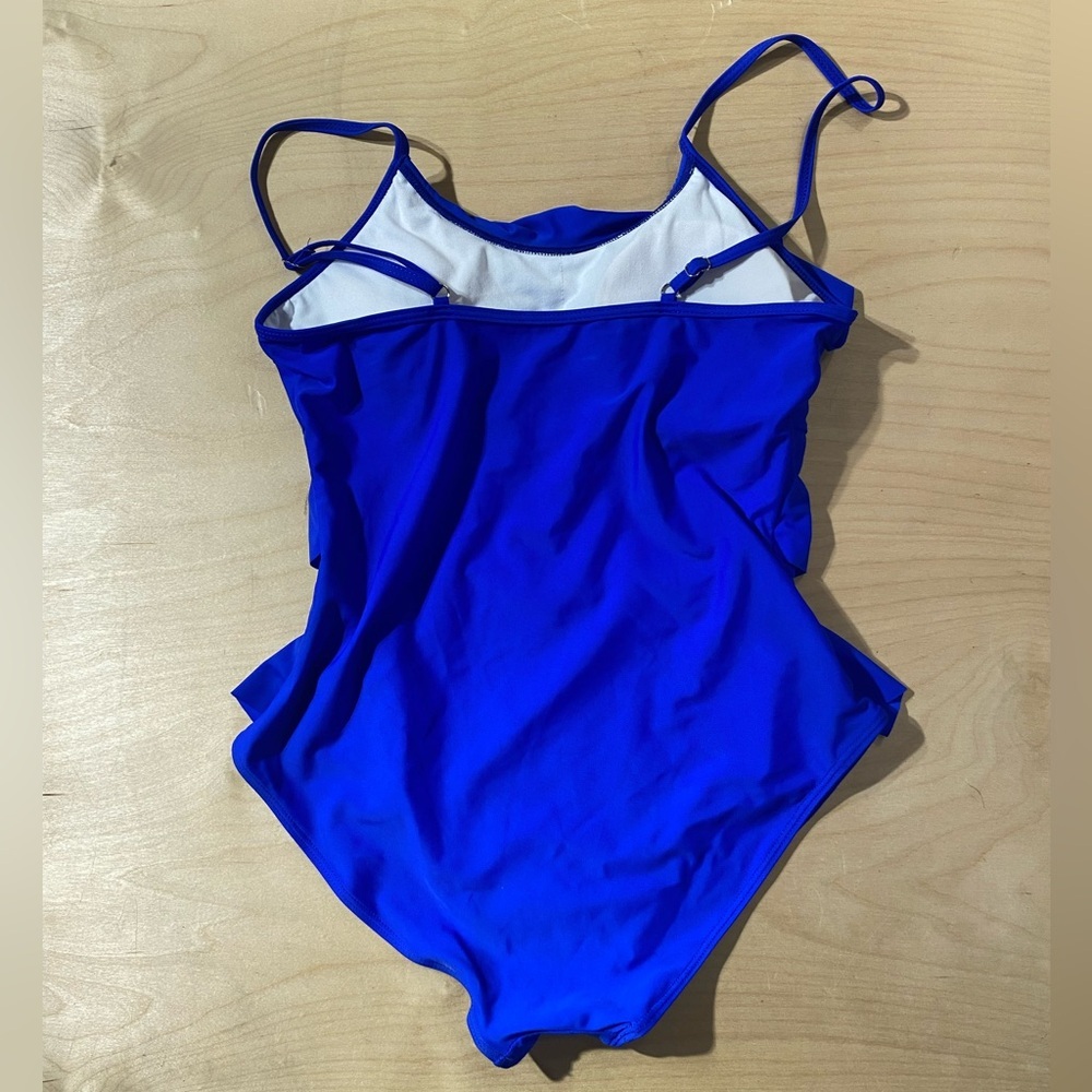 Blue Ruffled Swimsuit Large (OX) - Picture 6 of 10